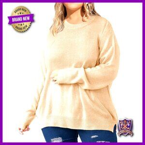 Plus Size Oversized Sweater Pullover Crewneck Long Sleeve Side Split Winter